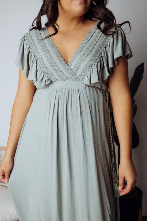 Jennifer Deep V Maxi Dress | Sage ...